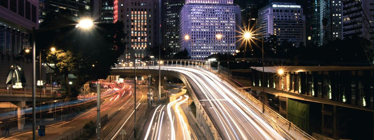 Long exposure of the traffic in a city at night